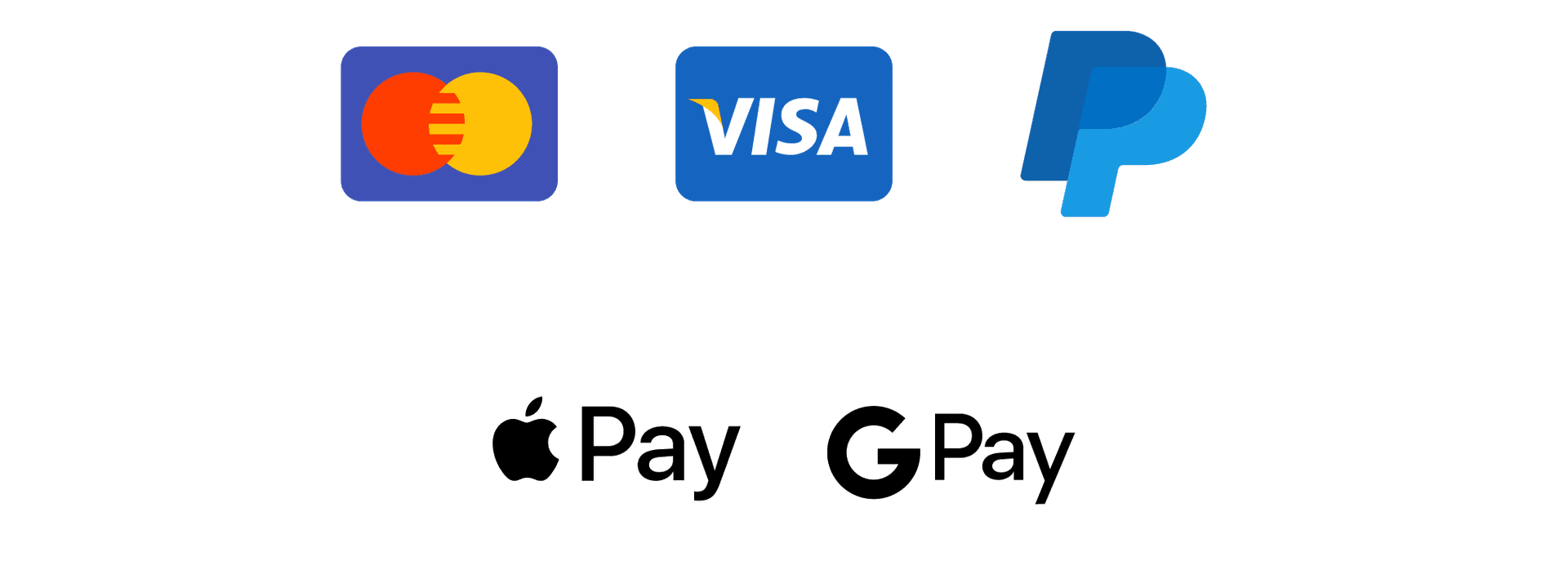 Méthodes de paiement acceptées : Mastercard, Visa, PayPal, Apple Pay et Google Pay
